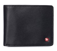 alpine swiss Billetera de Cuero Spencer para Hombre con protección RFID, 2 Ventanas de identificación, sección de factura Dividida, Viene en Caja de Regalo, Color Negro