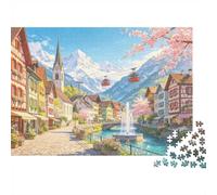 Alpine Town Adult Jigsaws 1000 Piezas Material Reciclable Swiss Village Puzzles Accesorios para Tiempo de Juego Familiar Perfect for Family and Friends Birthdays 70x50cm/1000pcs