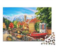 Alpine Town Adulto Jigsaws 1000Pc Recycled Material Mountain Village Jigsaw Puzzle Educativo Game Antiestrés Parent Child Game Props for Home 52x38cm/1000pcs