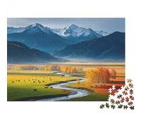 Alpine Valley River Puzzles 1000 Piezas Reciclable Material Snowy Mountain Puzzle para Adultos Excelente Idea de Regalo Fun Family Gaming Time Activity 52x38cm/1000pcs