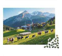 Alpine Village Puzzle for Adultoos 1000P Recyclable Paper Mountain Pasture Puzzle Parent Chico & Chica Accesorios para Juegos Developing Boy & girlren‘s Inteligencia Toy 38x26cm/1000Ps