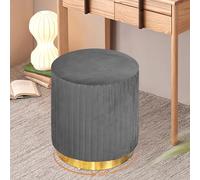 AlpineAura Taburete de tocador de terciopelo, taburete redondo giratorio 360°, taburete acolchado para salón, dormitorio, diseño moderno (gris)