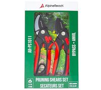 AlpineReach Juego de Tijeras de Podar con Bypass y Yunque para Jardinería, Mango Blando Ergonómico Ajustable para Manos Pequeñas y Grandes, Hoja Afilada de Acero con Alto Contenido de Carbono