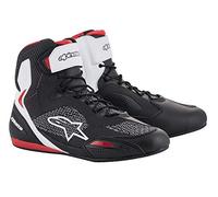 Alpinestars Faster 3 Rideknit Zapatos de motocicleta, negro-blanco-rojo, tamaño 45 46 para Hombres