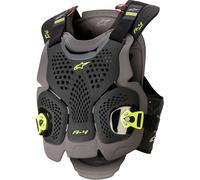 Alpinestars A-4 Max, chaleco protector XS/S male Negro/Gris Oscuro/Amarillo Neón