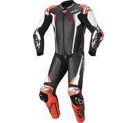 Alpinestars Absolute V2 Traje de cuero de motocicleta de una pieza, Negro/Blanco/Rojo, Talla 46