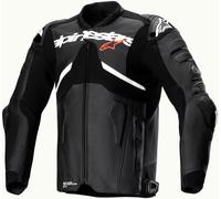 Alpinestars Atem V5 Chaqueta de cuero de moto perforada, negro-blanco, tamaño 60 para Hombres