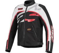 Alpinestars Axton Chaqueta textil de motocicleta repelente al agua, negro-blanco-rojo, tamaño M para Hombres