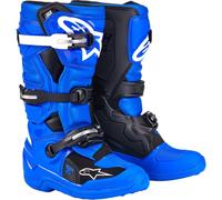 Alpinestars Tech 7S Botas juveniles de motocross, negro-blanco-azul, tamaño 38