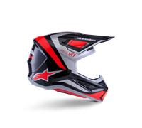 Alpinestars Casco S-M7 Rise ECE 22.06 Black Silver Red Fluo Glossy