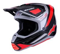 Alpinestars S-M7 Rise Casco de motocross, negro-rojo-plata, tamaño M para Hombres