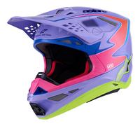 Alpinestars S-M10 Jett Lawrence R01, casco de motocross M female Lila/Fucsia/Naranja/Amarillo Neón