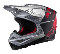 Alpinestars Supertech S-M10 Flood 2024 Casco de motocross, negro-rojo-plata, tamaño L para Hombres