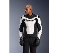 Alpinestars GP Force V2 Chaqueta de cuero para motocicleta, Blanco/Negro, Talla 48