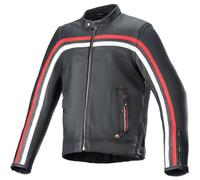 Alpinestars Chaqueta Dyno de cuero para moto Negro-Blanco-Rojo Talla L
