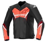 Alpinestars Faster V3 Airflow Chaqueta de moto perforada Cuero / Textil, negro-rojo, tamaño 56 para Hombres
