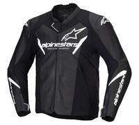 Alpinestars Faster V3 Chaqueta de cuero para moto, negro-blanco, tamaño 60 para Hombres