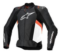 Alpinestars Missile V3 Airflow Chaqueta de cuero para moto perforada, Negro/Blanco/Rojo, Talla 46