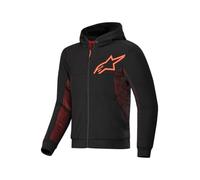Alpinestars Chrome Air Sport - Sudadera con capucha para motocicleta, resistente a la abrasión, ventilación y protección con certificación CE, Negro/Rojo Fluo, Large