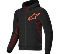 Alpinestars Chrome Air Sport Sudadera con capucha y cremallera para motocicleta, negro/neón rojo, Talla S