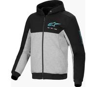Alpinestars Chrome V2 Duo Sport Sudadera con capucha y cremallera para motocicleta, negro-gris-azul, tamaño 4XL para Hombres