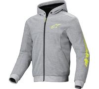 Alpinestars Chrome V2 Sport Sudadera con capucha y cremallera para motocicleta, gris/amarillo, Talla 4XL