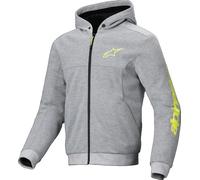 Alpinestars Chrome V2 Sport Sudadera con capucha y cremallera para motocicleta, gris/amarillo, Talla XXL