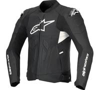 Alpinestars Dusk Airflow Chaqueta de cuero para moto perforada, negro-blanco, tamaño 62 para Hombres