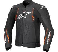 Alpinestars Dusk Airflow Chaqueta de cuero para moto perforada, negro/neón rojo, Talla 50