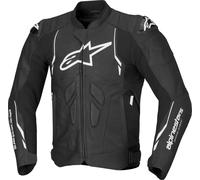 Alpinestars Dusk Chaqueta de cuero para moto, Negro/Blanco, Talla 60