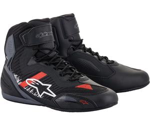 Alpinestars Faster-3 Rideknit Zapatos de motocicleta, negro/gris/rojo, Talla 13 (47)