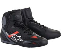 Alpinestars Faster-3 Rideknit Zapatos de motocicleta, negro-gris-rojo, tamaño 43 para Hombres