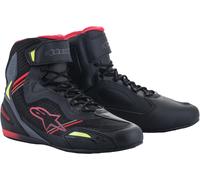Alpinestars Faster 3 Rideknit Zapatos de motocicleta, negro/rojo/amarillo, Talla 9 (42)