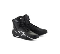 Alpinestars Faster-4 - Zapatos de motocicleta ligeros y transpirables, construcción de punto sin costuras y protección avanzada, Negro/Blanco, 45 EU