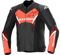 Alpinestars Faster V3 Airflow Chaqueta de moto perforada Cuero / Textil, negro/neón rojo, Talla 56