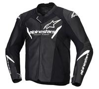 Alpinestars Faster V3 Chaqueta de cuero para moto, negro-blanco, tamaño 54 para Hombres