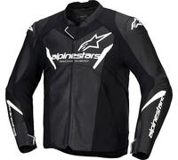 Alpinestars Faster V3 Chaqueta de cuero para moto, negro-blanco, tamaño 46 para Hombres