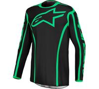 Alpinestars Fluid Apex V2 Maillot de motocross, negro/verde neón, Talla L