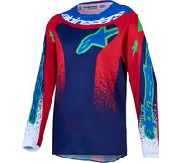 Alpinestars Fluid Drag Camiseta juvenil de motocross, Azul/Rojo/Blanco, Talla M