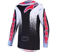 Alpinestars Fluid Drag Maillot de motocross, Negro/Blanco/Rojo/Azul, Talla L