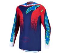 Alpinestars Fluid Drag Maillot de motocross, Azul/Rojo/Blanco, Talla L