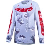 Alpinestars Fluid Lone Camiseta juvenil de motocross, gris/blanco/rojo, Talla 2XL