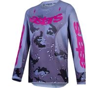 Alpinestars Fluid Lone Camiseta juvenil de motocross, gris/morado, Talla 2XL