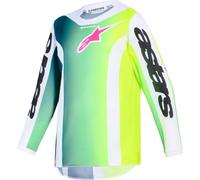 Alpinestars Fluid Portl Maillot de motocross juvenil, negro-blanco-verde, tamaño XL