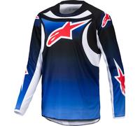 Alpinestars Fluid Wurx Maillot de motocross juvenil, negro-azul, tamaño M