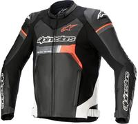 Alpinestars GP Force Airflow Chaqueta de cuero de motocicleta, negro-blanco-rojo, tamaño 50 para Hombres