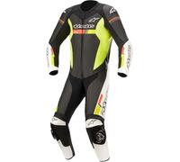Alpinestars GP Force Chaser Traje de cuero de motocicleta de una pieza, negro-blanco-rojo-amarillo, tamaño 48 para Hombres