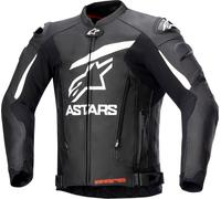 Alpinestars GP Plus V4 Chaqueta de cuero de motocicleta, negro-blanco, tamaño 58 para Hombres