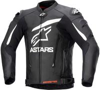 Alpinestars GP Plus V4 Chaqueta de cuero de motocicleta, negro-blanco, tamaño 58 para Hombres