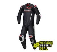 Alpinestars GP-R7 1 pieza traje de cuero negro blanco rojo fluo